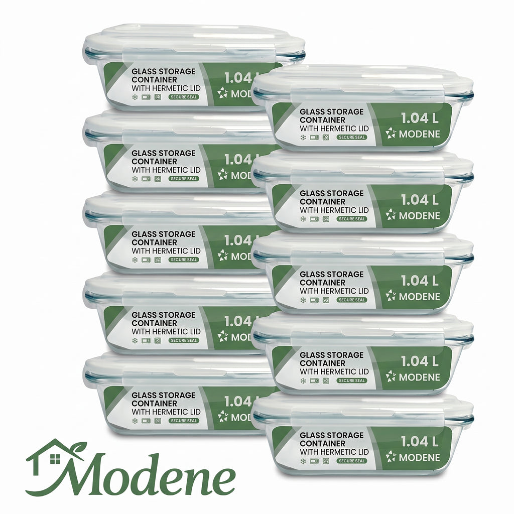 [BUY 5 GET 5] Pack Glass Food Container - Meal Prep, Oven, Microwave & Air Fryer Safe with 4 Secure Locking Clips