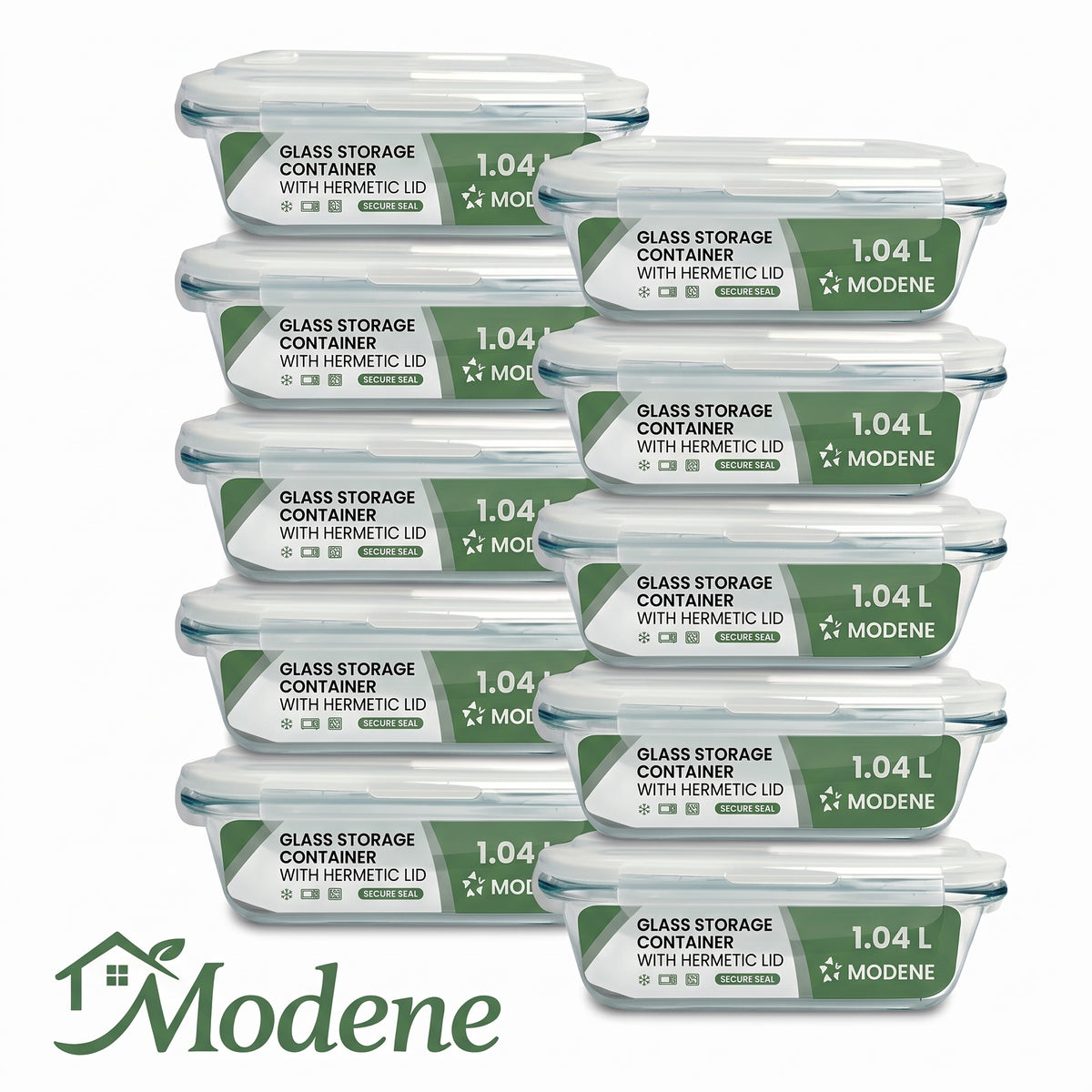 [BUY 5 GET 5] Pack Glass Food Container - Meal Prep, Oven, Microwave & Air Fryer Safe with 4 Secure Locking Clips
