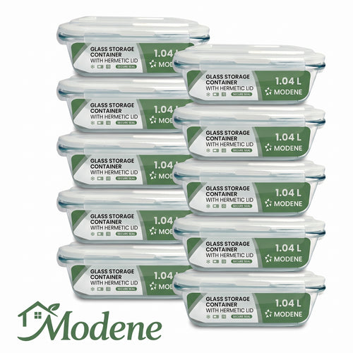 [BUY 5 GET 5] Pack Glass Food Container - Meal Prep, Oven, Microwave & Air Fryer Safe with 4 Secure Locking Clips